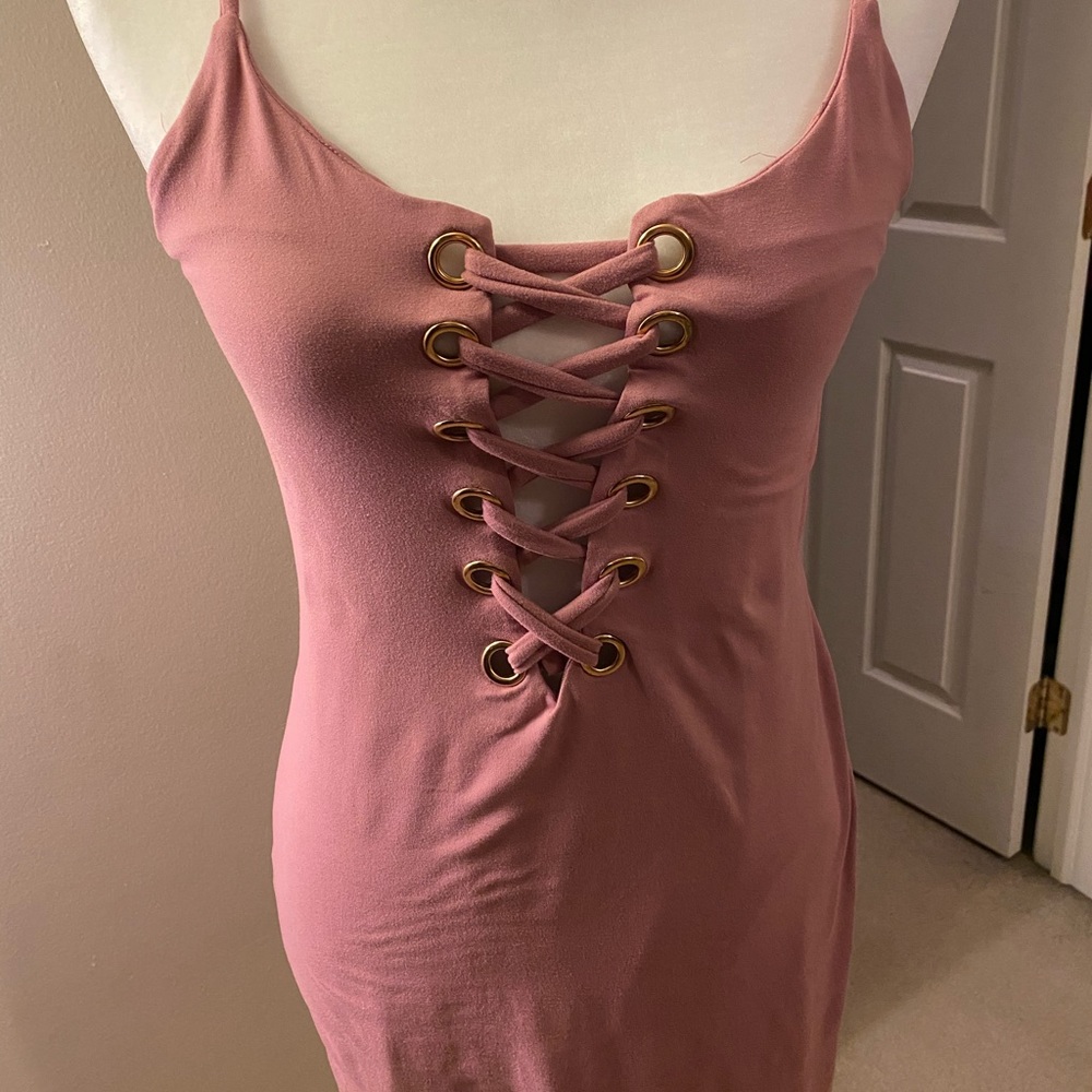 Long summer dress with corset front.
